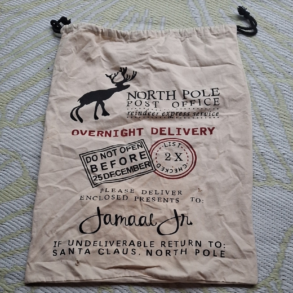 North Pole Canvas Post Office Gift Bag